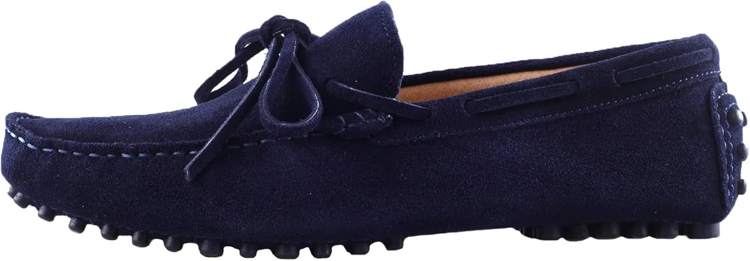 Santimon Men's Suede Leather Driving Walking Moccasins Loafer Lace Shoes