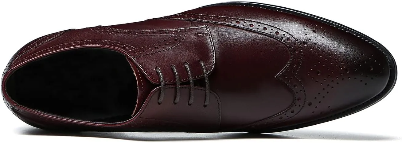 Santimon Men's Wingtip Oxfords Formal Dress Leather Brogues Derby Business Prom Wedding Fashion Casual Walking Shoes for Men