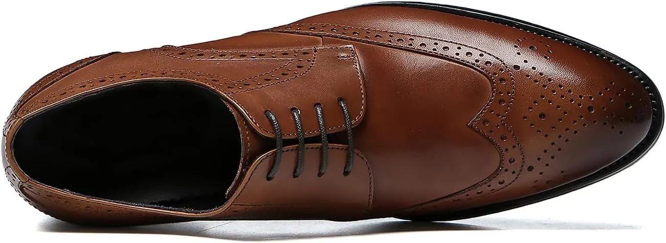 Santimon Men's Wingtip Oxfords Formal Dress Leather Brogues Derby Business Prom Wedding Fashion Casual Walking Shoes for Men