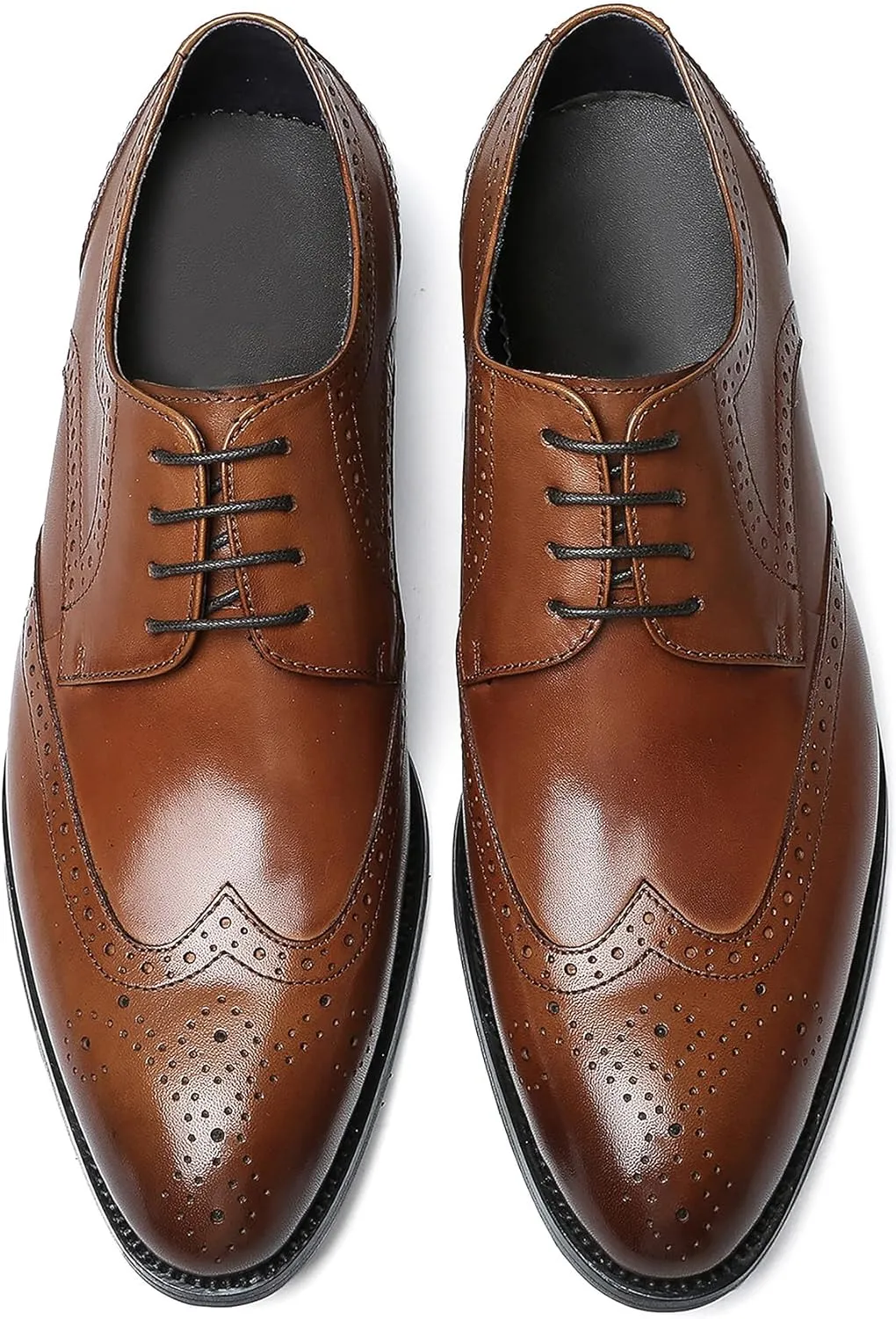 Santimon Men's Wingtip Oxfords Formal Dress Leather Brogues Derby Business Prom Wedding Fashion Casual Walking Shoes for Men
