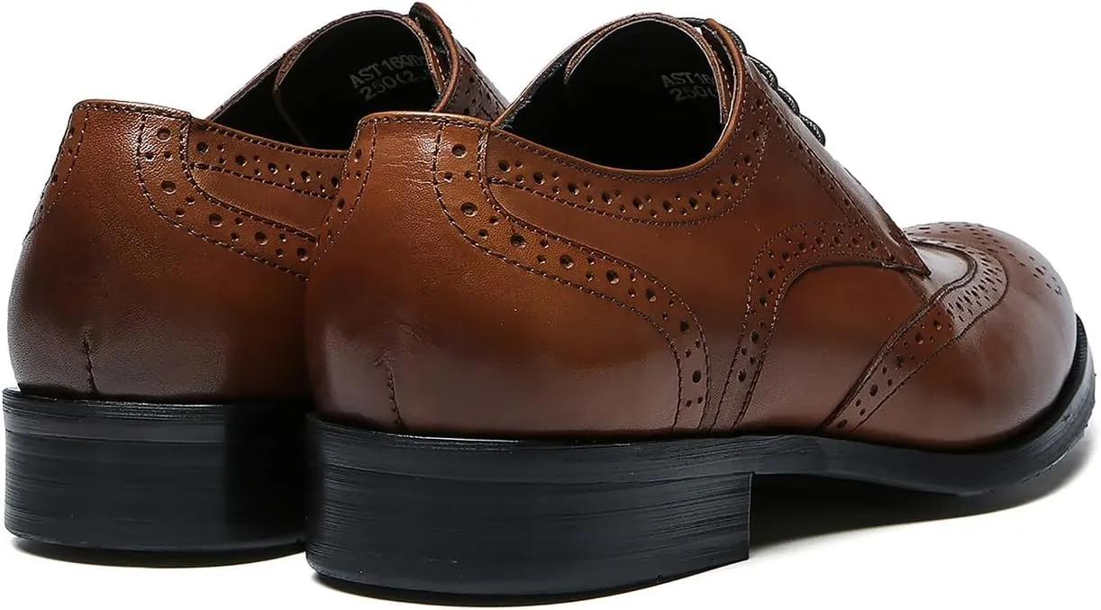 Santimon Men's Wingtip Oxfords Formal Dress Leather Brogues Derby Business Prom Wedding Fashion Casual Walking Shoes for Men