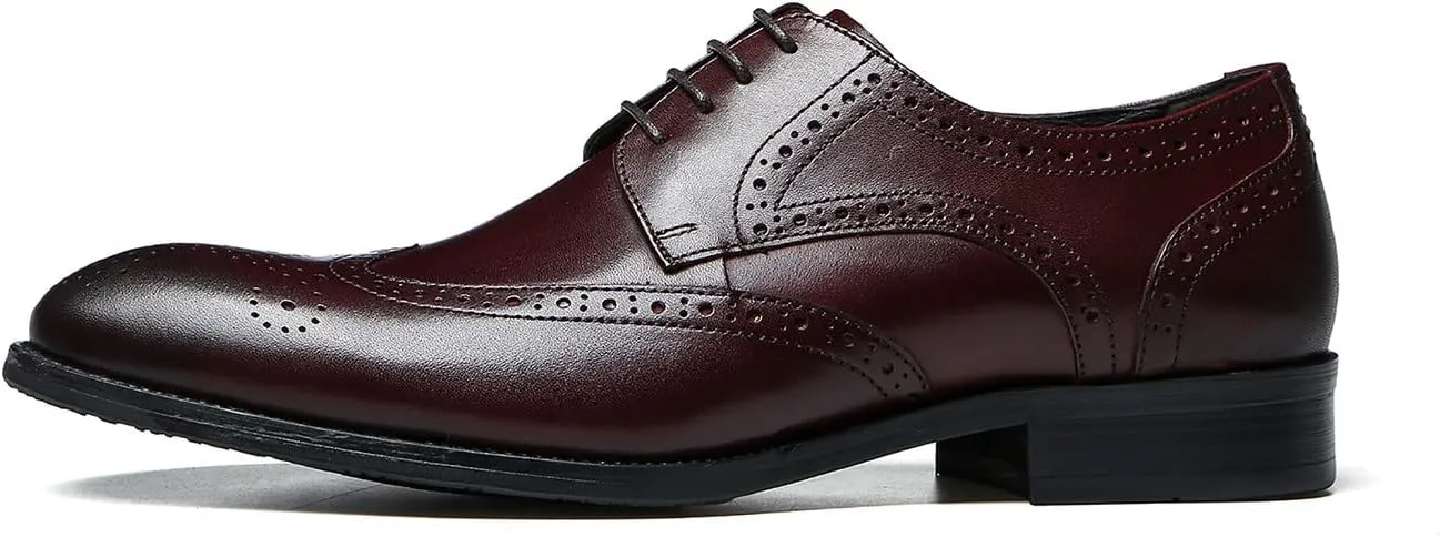 Santimon Men's Wingtip Oxfords Formal Dress Leather Brogues Derby Business Prom Wedding Fashion Casual Walking Shoes for Men