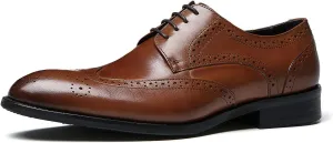 Santimon Men's Wingtip Oxfords Formal Dress Leather Brogues Derby Business Prom Wedding Fashion Casual Walking Shoes for Men