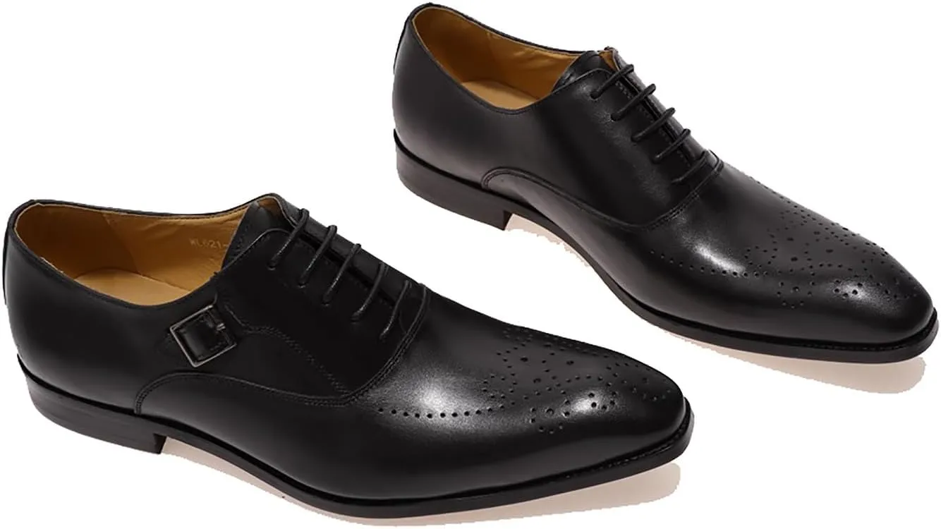 Santimon Oxfords for Men Formal Dress Suit Shoes Genunie Leather Wingtip Brogues Modern Prom Derby Mens Prom Wedding Business Causal Fashion Comfortable Tuxedo Shoes for Men