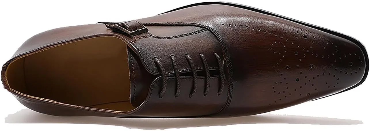 Santimon Oxfords for Men Formal Dress Suit Shoes Genunie Leather Wingtip Brogues Modern Prom Derby Mens Prom Wedding Business Causal Fashion Comfortable Tuxedo Shoes for Men