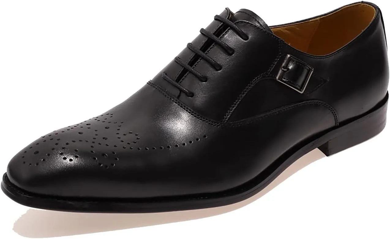 Santimon Oxfords for Men Formal Dress Suit Shoes Genunie Leather Wingtip Brogues Modern Prom Derby Mens Prom Wedding Business Causal Fashion Comfortable Tuxedo Shoes for Men