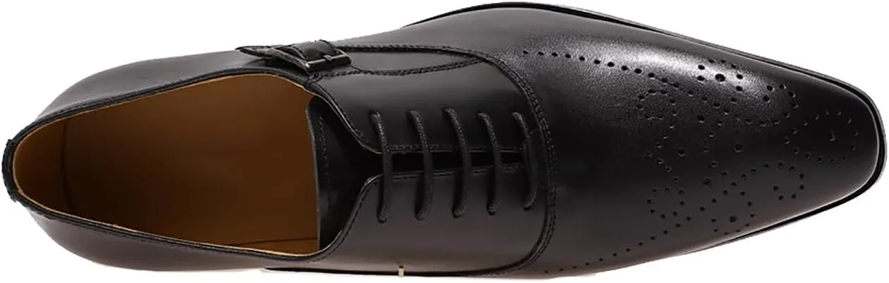 Santimon Oxfords for Men Formal Dress Suit Shoes Genunie Leather Wingtip Brogues Modern Prom Derby Mens Prom Wedding Business Causal Fashion Comfortable Tuxedo Shoes for Men