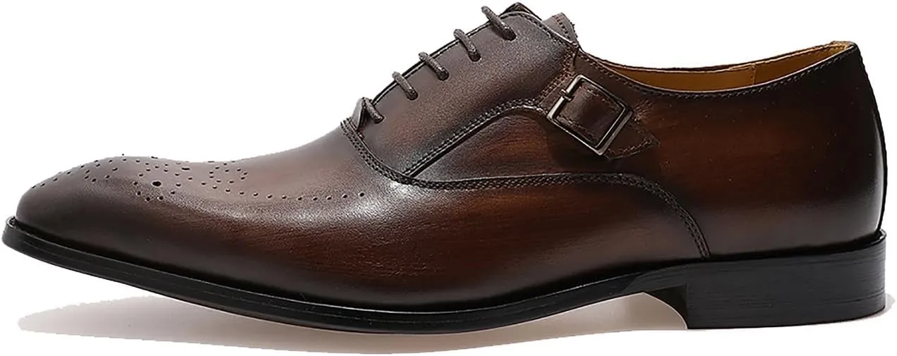 Santimon Oxfords for Men Formal Dress Suit Shoes Genunie Leather Wingtip Brogues Modern Prom Derby Mens Prom Wedding Business Causal Fashion Comfortable Tuxedo Shoes for Men