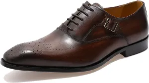 Santimon Oxfords for Men Formal Dress Suit Shoes Genunie Leather Wingtip Brogues Modern Prom Derby Mens Prom Wedding Business Causal Fashion Comfortable Tuxedo Shoes for Men