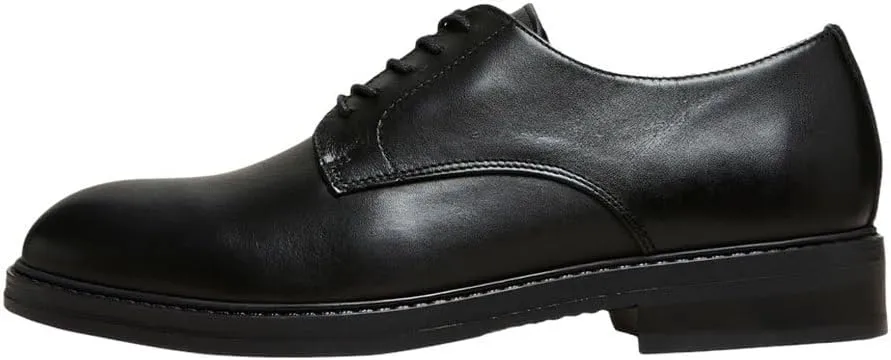SELECTED FEMME Men's Slhblake Leather Derby Shoe Noos, Black, 7.5