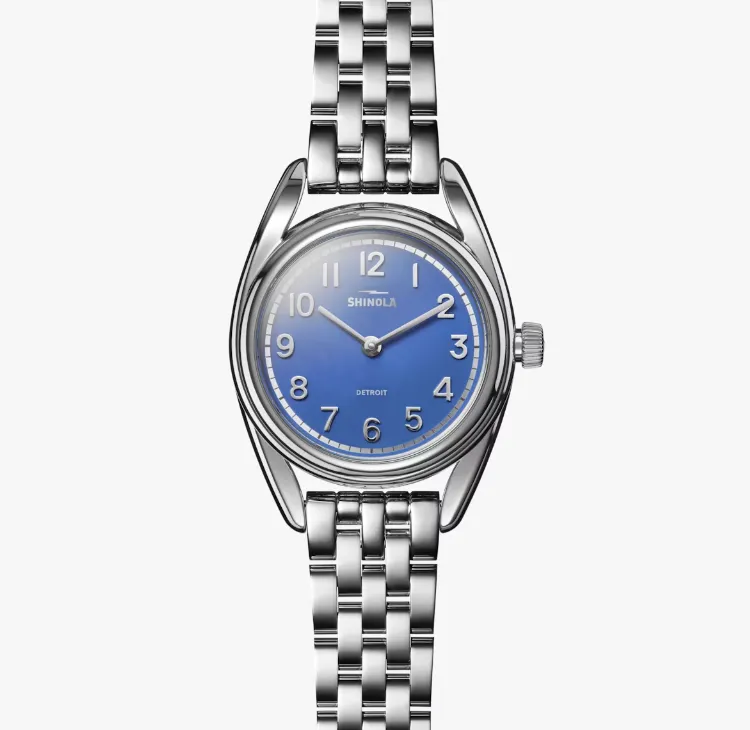 Shinola: The Derby 30mm French Blue with Silver Bracelet