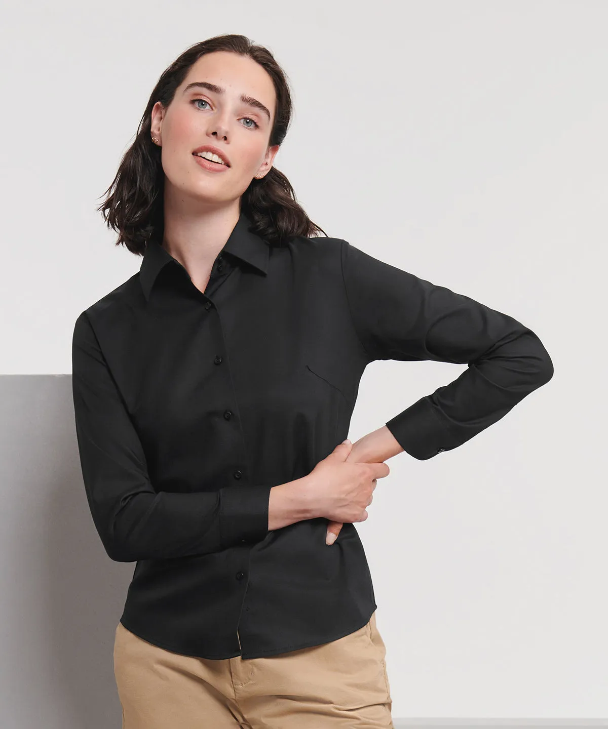 shirt sleeve long easycare Budget-conscious Oxford Supportive policies Women's