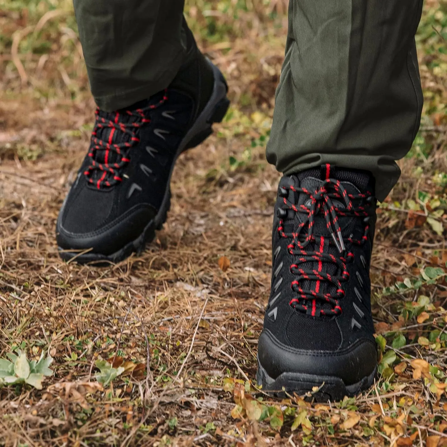 SHULOOK Men's Waterproof Hiking Boots Non-Slip Lightweight Outdoor Mid Top Ankle Boot Breathable Hiker Work Trekking Shoes