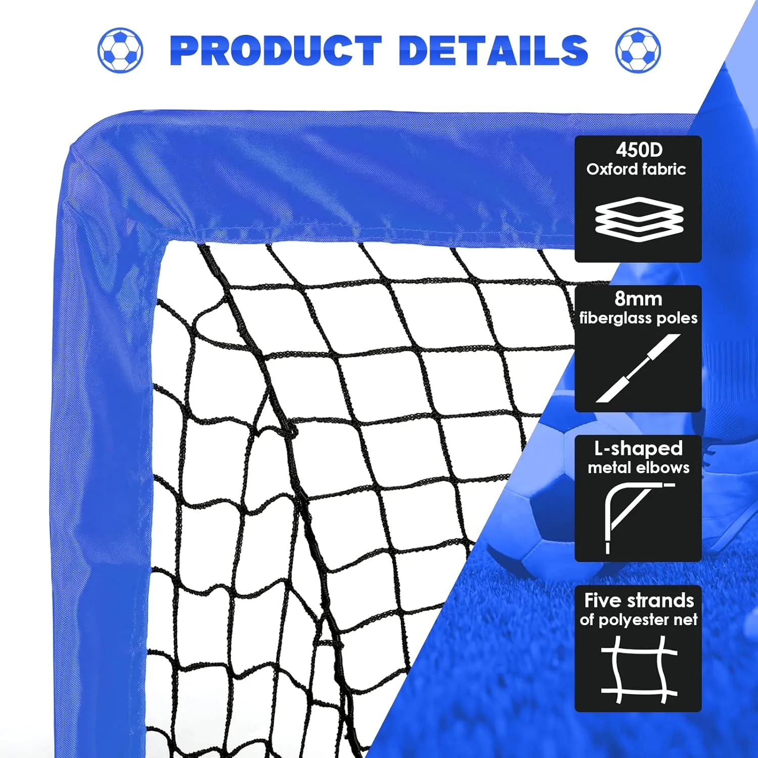 Simple Deluxe 4‘x3’ Portable Soccer Goal, Pop Up Folding Soccer Net Comes with 2 Oxford Cloth Bags and 8 Stakes, Great for Training for Backyard