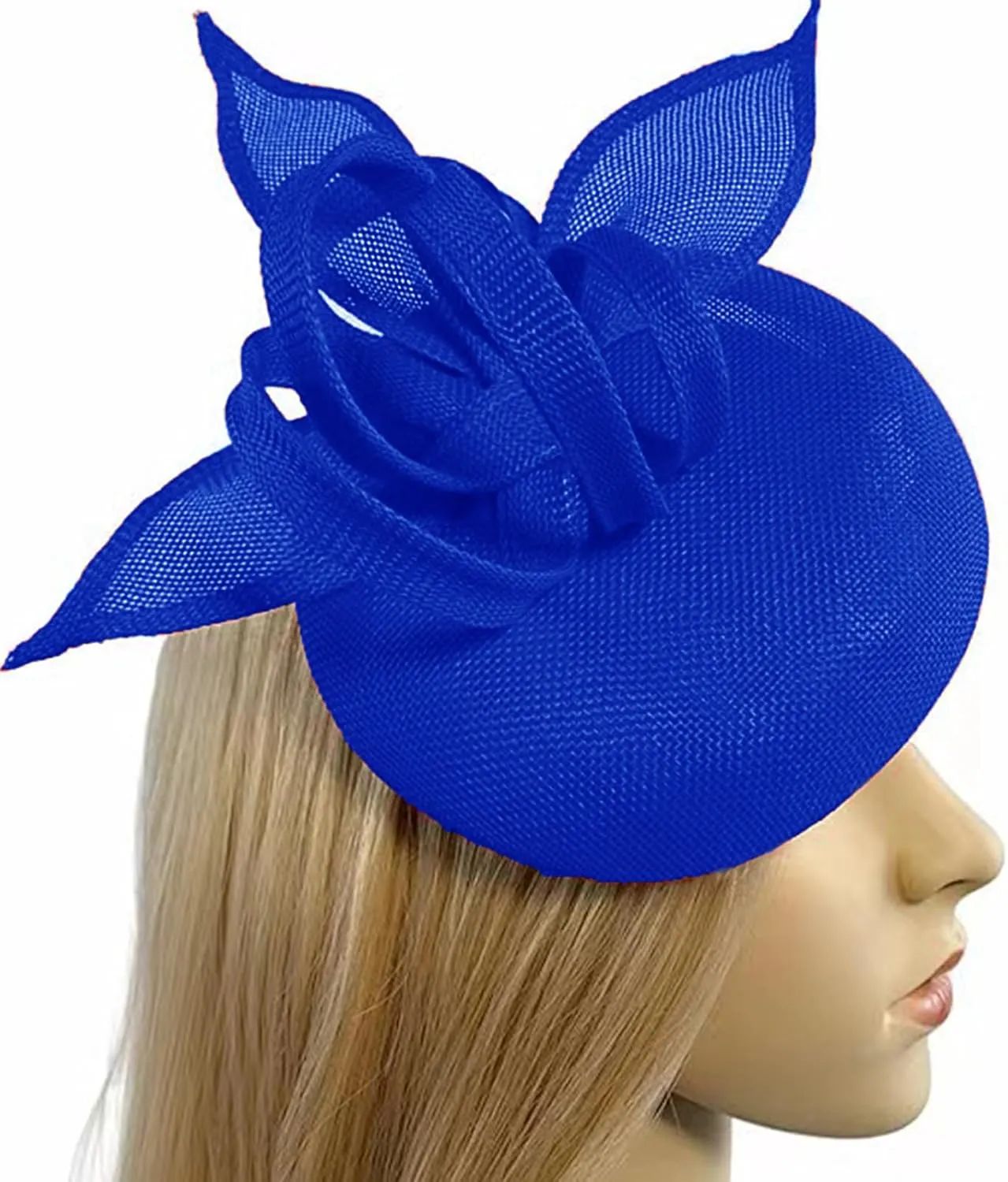 Sinamay Fascinator Hat Floral Feather Pillbox Derby Hats for Women Wedding Tea Party with Headband Clip
