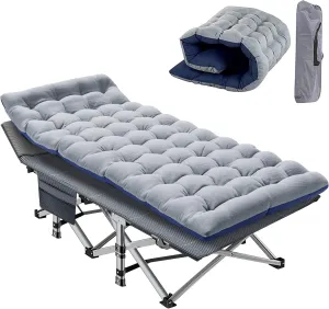 Slsy Folding Camping Cot for Adults with Mattress, Portable Sleeping Cots, Camp Bed with Carry Bag for Outdoor Travel, Beach, Hiking