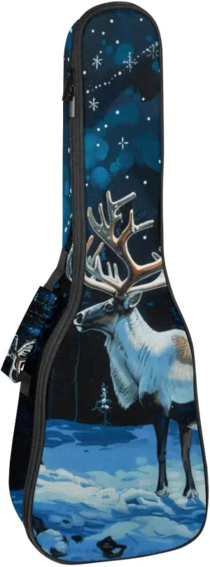 Snow Caribou Tree Night Forest Ukulele Case, Padded Bag for 23 Inch Concert Ukulele, Waterproof & Durable
