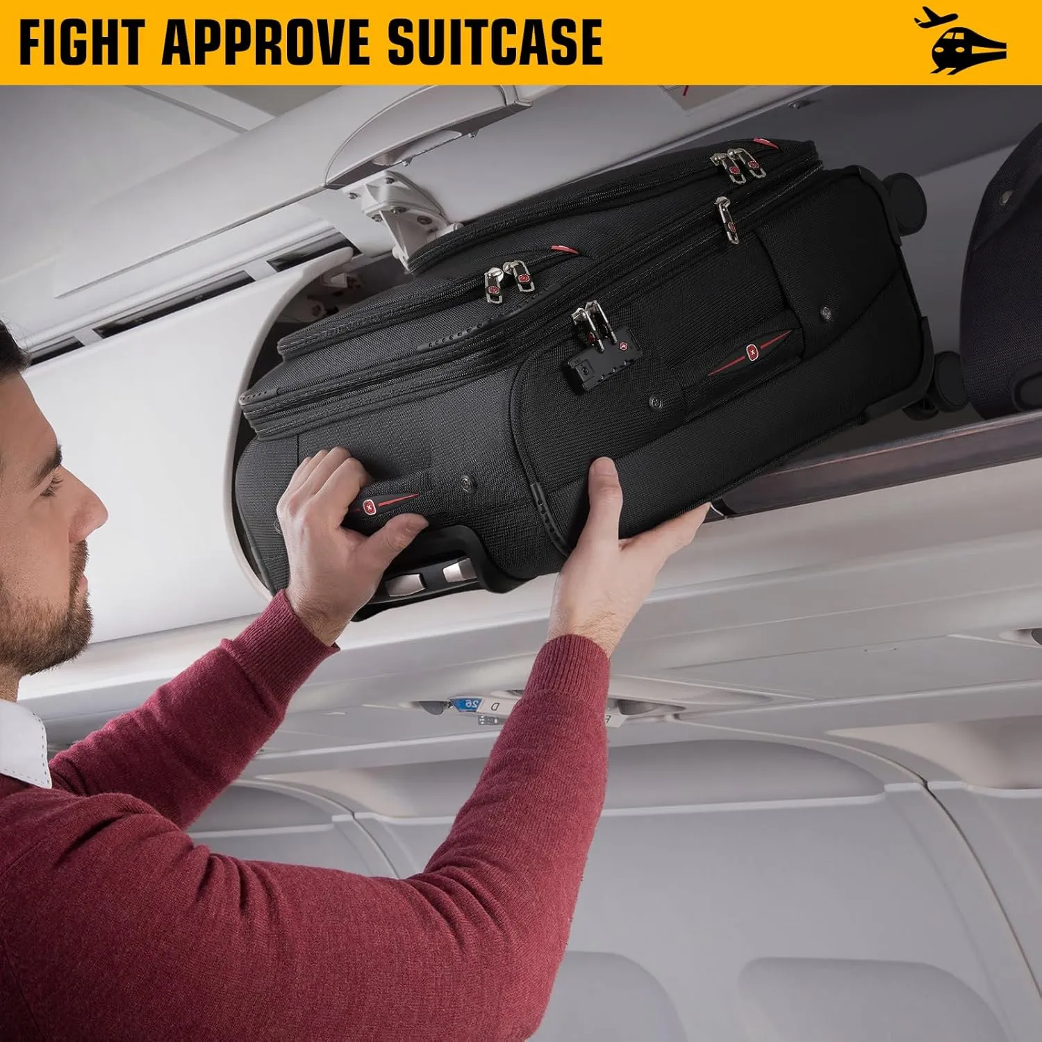Softside Expandable Luggage with 4 Spinner Wheels, Durable Carry-On Luggage Suicase (Black, 21-Inch)