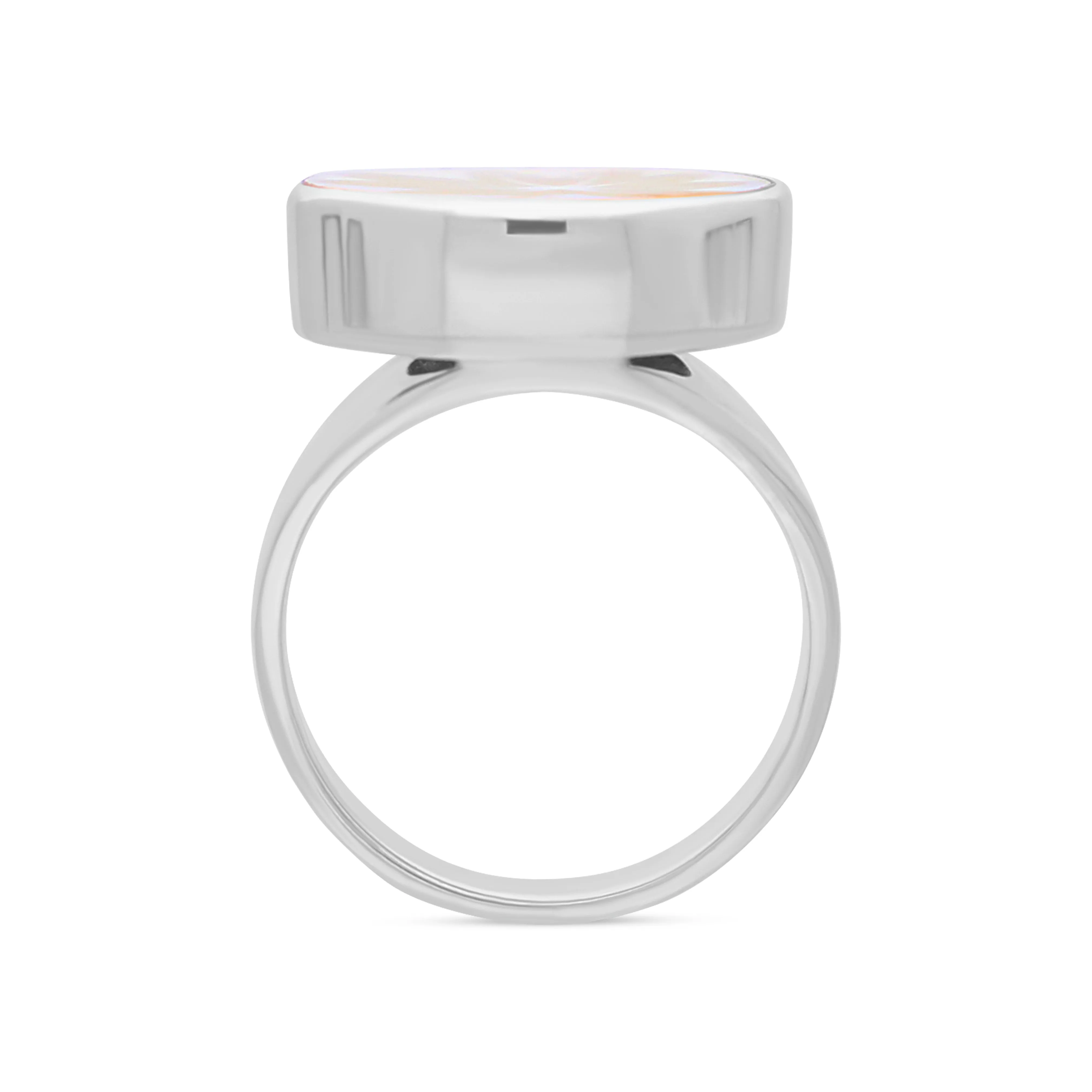 Sterling Silver Royal Crown Derby Arboretum White Round Ring D