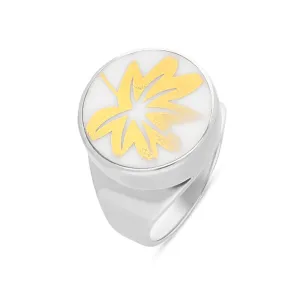 Sterling Silver Royal Crown Derby Arboretum White Round Ring D