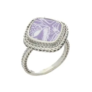 Sterling Silver Royal Crown Derby Mikado Sterling Silver Purple Foxtail Cushion Ring D