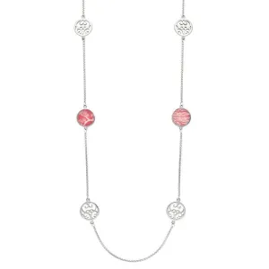 Sterling Silver Royal Crown Derby Pink  Flore Filigree Necklace D