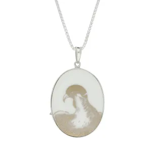 Sterling Silver Royal Crown Derby Platinum Aves Oval Necklace D