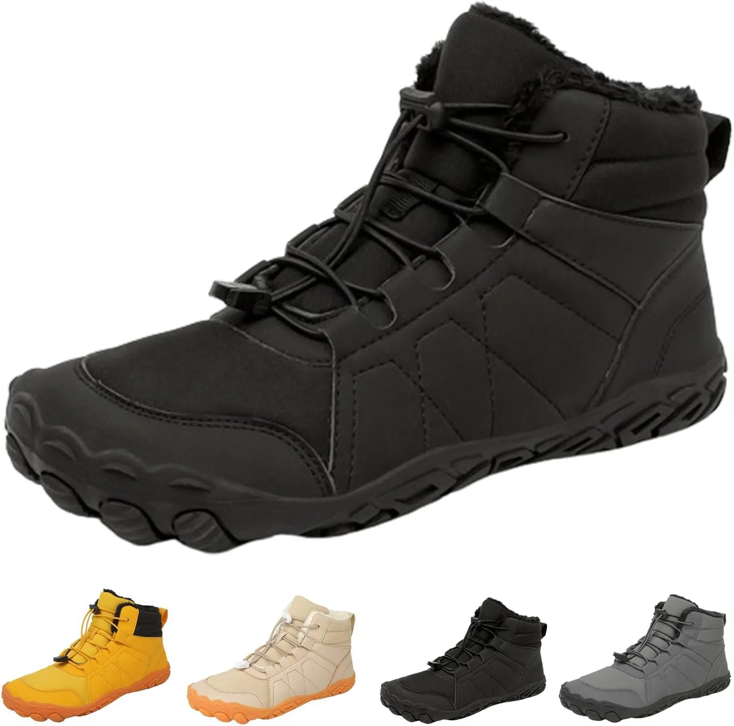 StoneLiquid Hike Barefoot Footwear Shoes Womens Men, Winter Thickened Non-Slip Snow Boots with Wide Toe Box