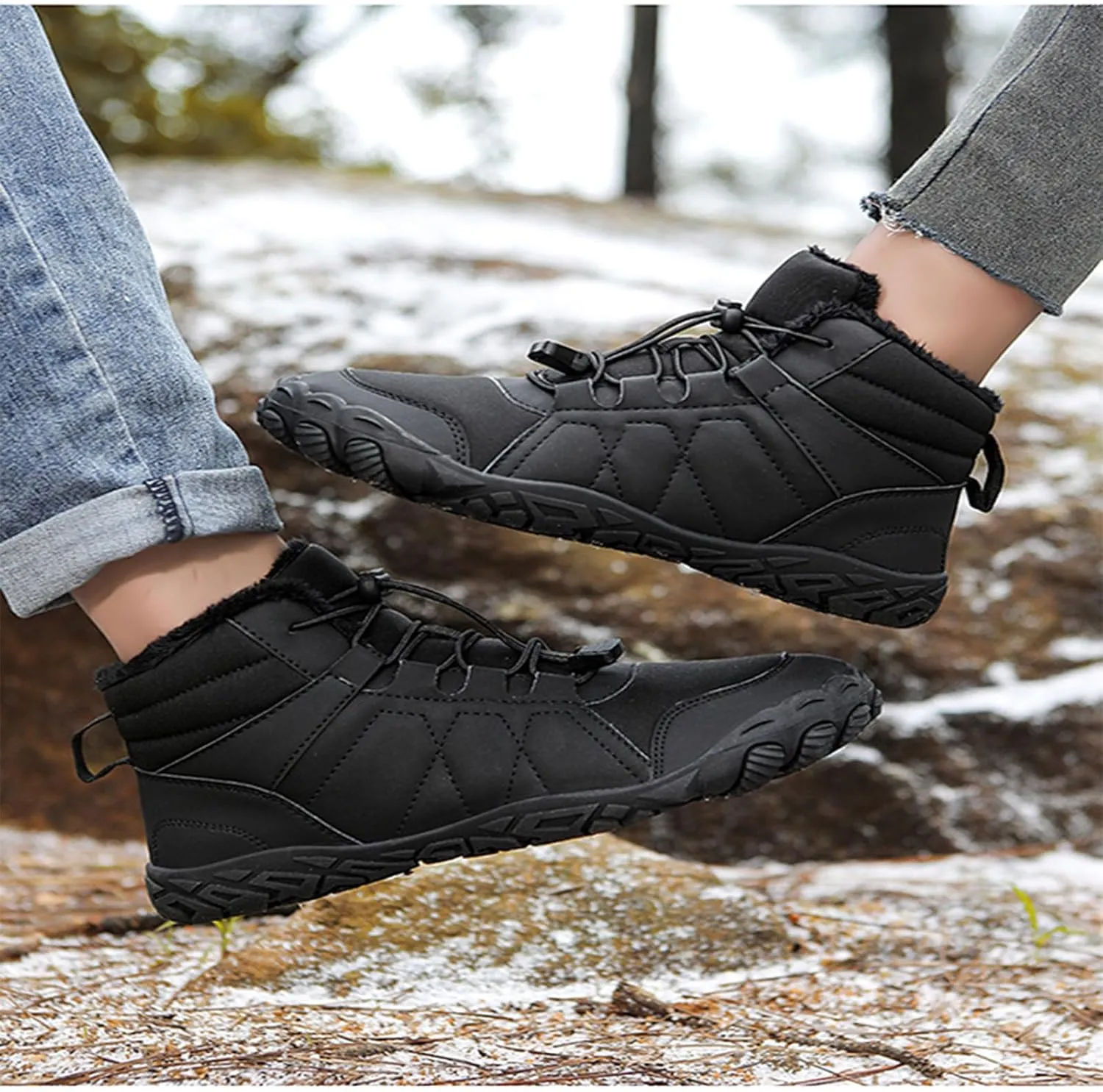 StoneLiquid Hike Barefoot Footwear Shoes Womens Men, Winter Thickened Non-Slip Snow Boots with Wide Toe Box