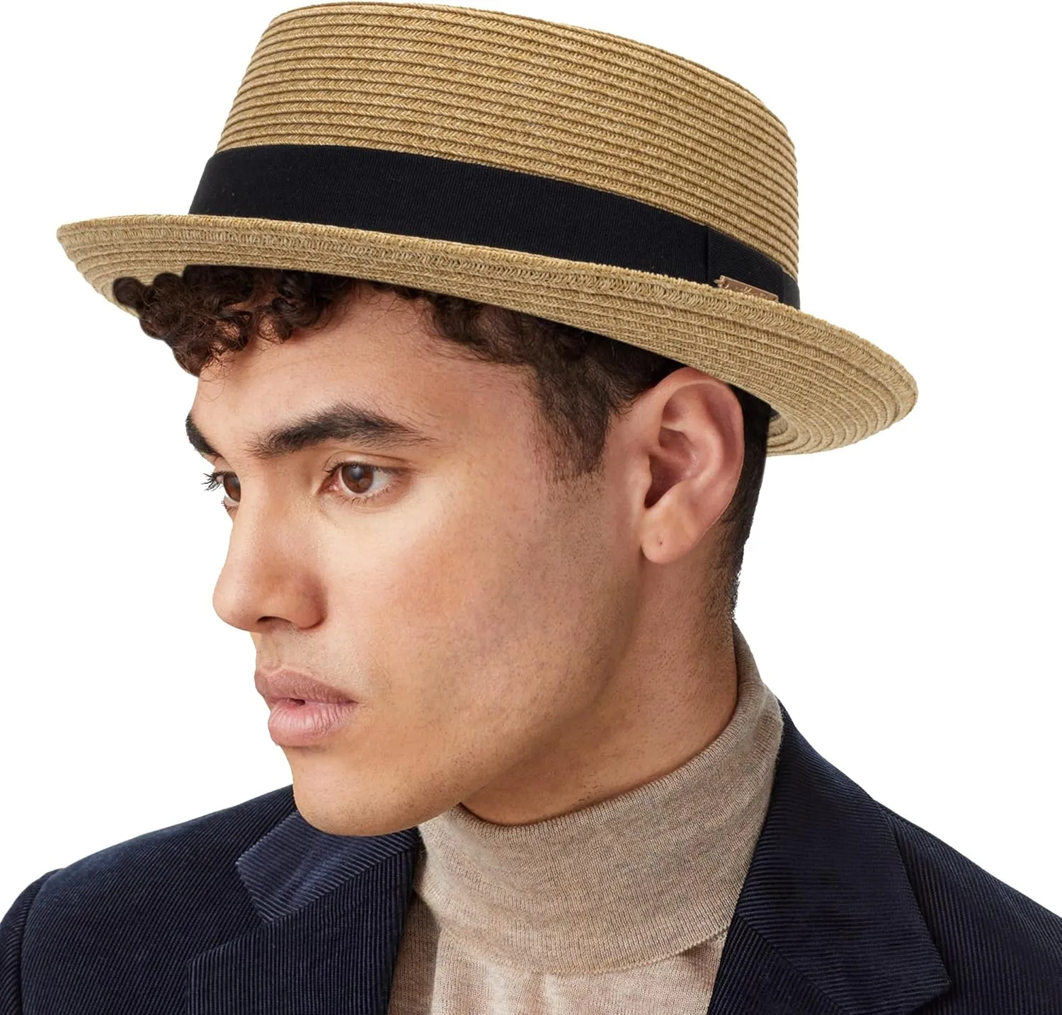 Straw Pork-Pie Fedora-Hat for Men Women - Classic Trilby Sun-Hat Summer Derby Boater-Hat Beach Travel Holiday Acc