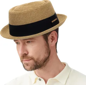 Straw Pork-Pie Fedora-Hat for Men Women - Classic Trilby Sun-Hat Summer Derby Boater-Hat Beach Travel Holiday Acc