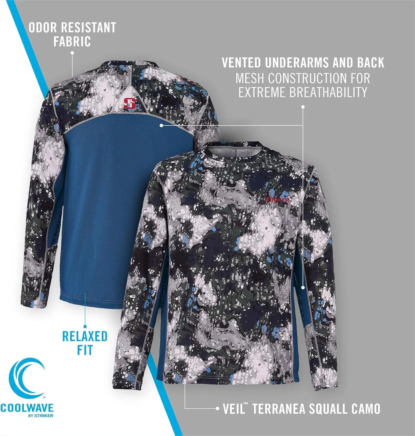 Striker Men's Triumph UPF 50  Ultralight Moisture Wicking Fishing Shirt - Active Long-Sleeve Top w/Vented Underarms & Back