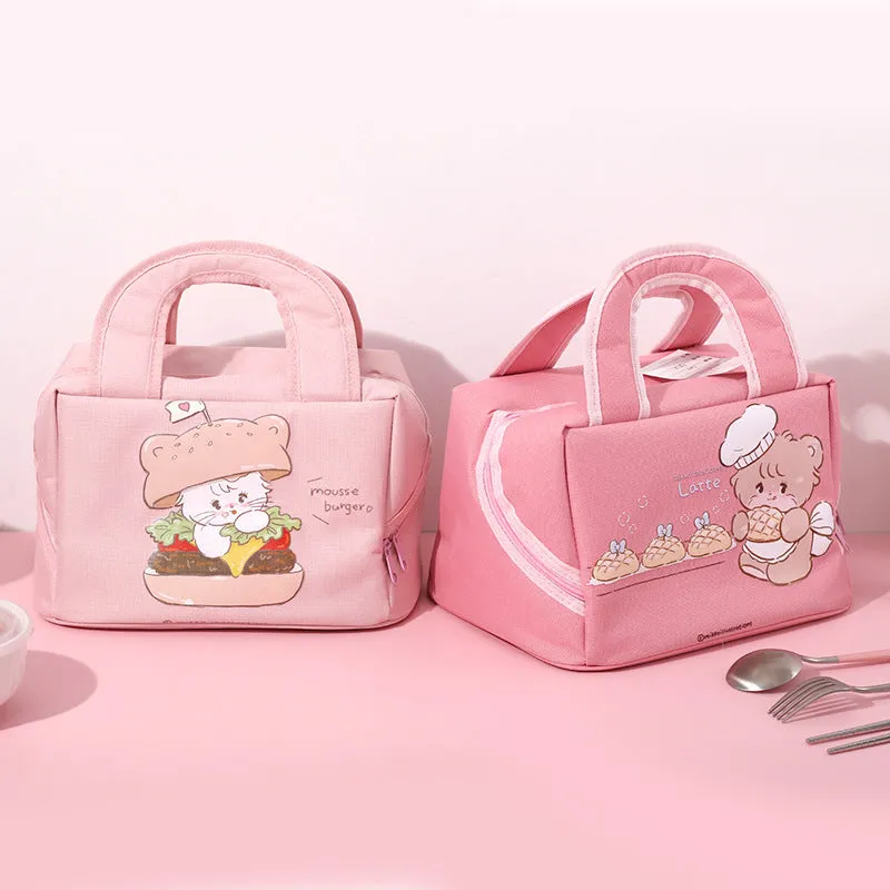 Students Lunch Office - Supportive policies Purple Capacity for Handbag Large Cute Percentage-off Insulated Use and Bag Cartoon