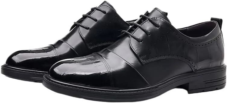 Stylish Men's Brogue Derby Shoes with Perforated Patterns and Cushioned Footbed for Comfort