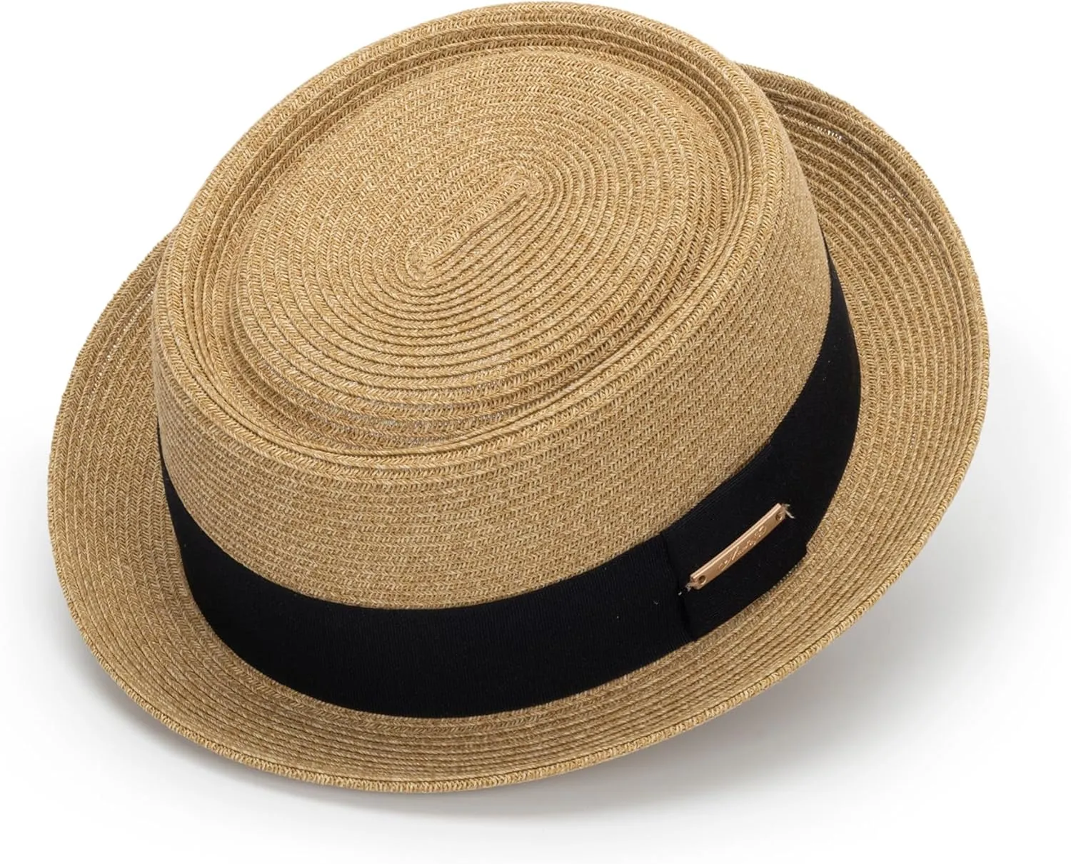 Summer Straw Pork Pie Hat for Men Women - Classic Short Brim Fedora Sun Hat Derby Fedora Dress Hats