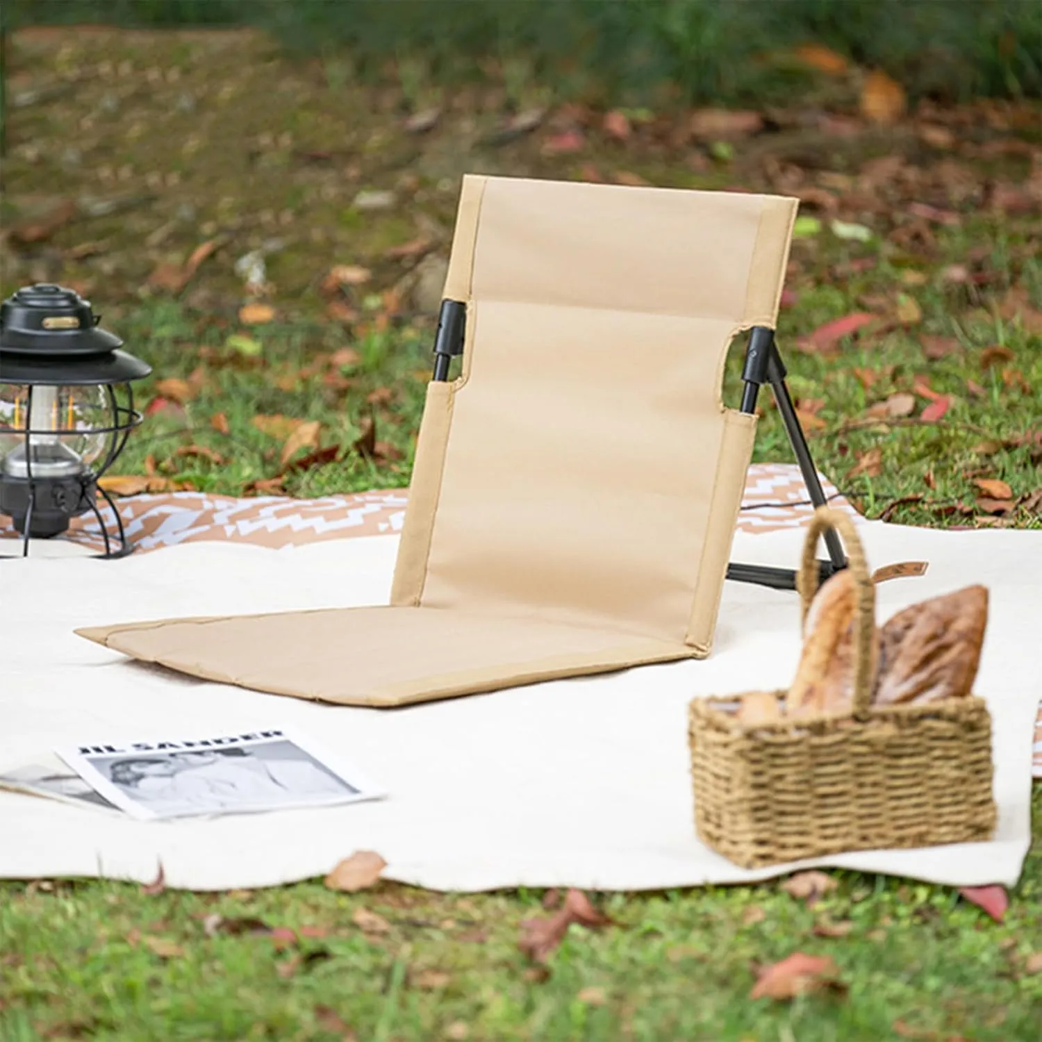 Sunloungers, Beach Mat Recliner Lightweight Beach Mat with Backrest One-Step Assembly Foldable Beach Mat Chair with Carry Bag for Holidays Garden Camping Park Beige
