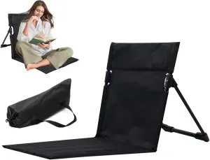 Sunloungers, Beach Mat Recliner Lightweight Beach Mat with Backrest One-Step Assembly Foldable Beach Mat Chair with Carry Bag for Holidays Garden Camping Park Black