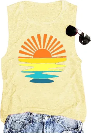 Sunrise Sunset Sunshine T Shirt for Women Outdoor Workout Hawaii Beach Sea Nature Adventure Tee Top