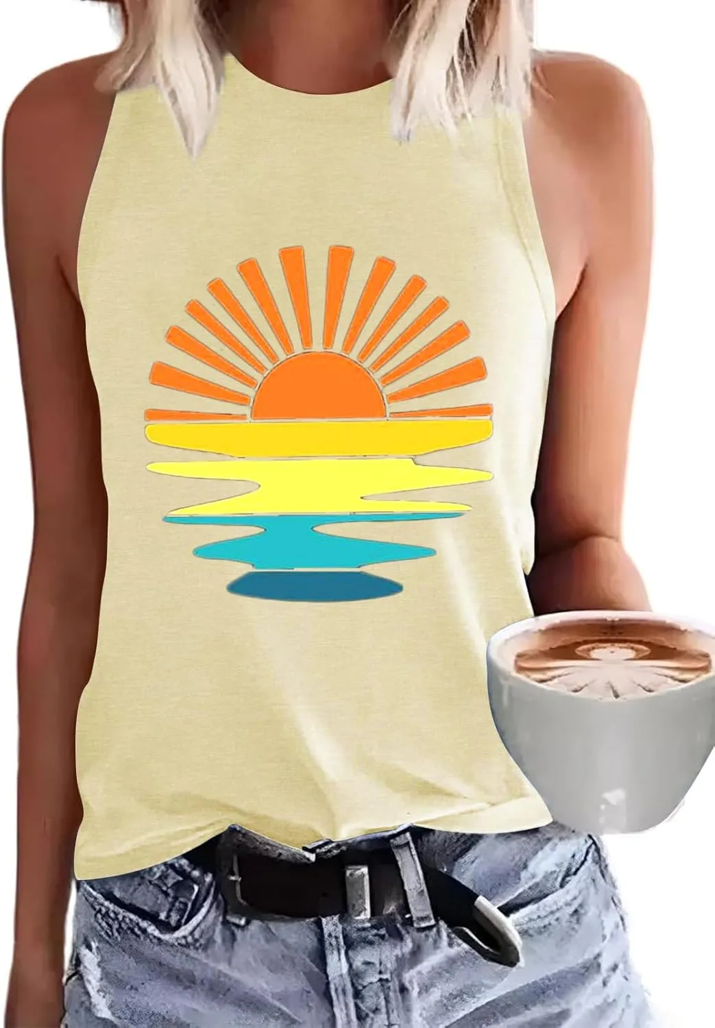 Sunrise Sunset Sunshine T Shirt for Women Outdoor Workout Hawaii Beach Sea Nature Adventure Tee Top