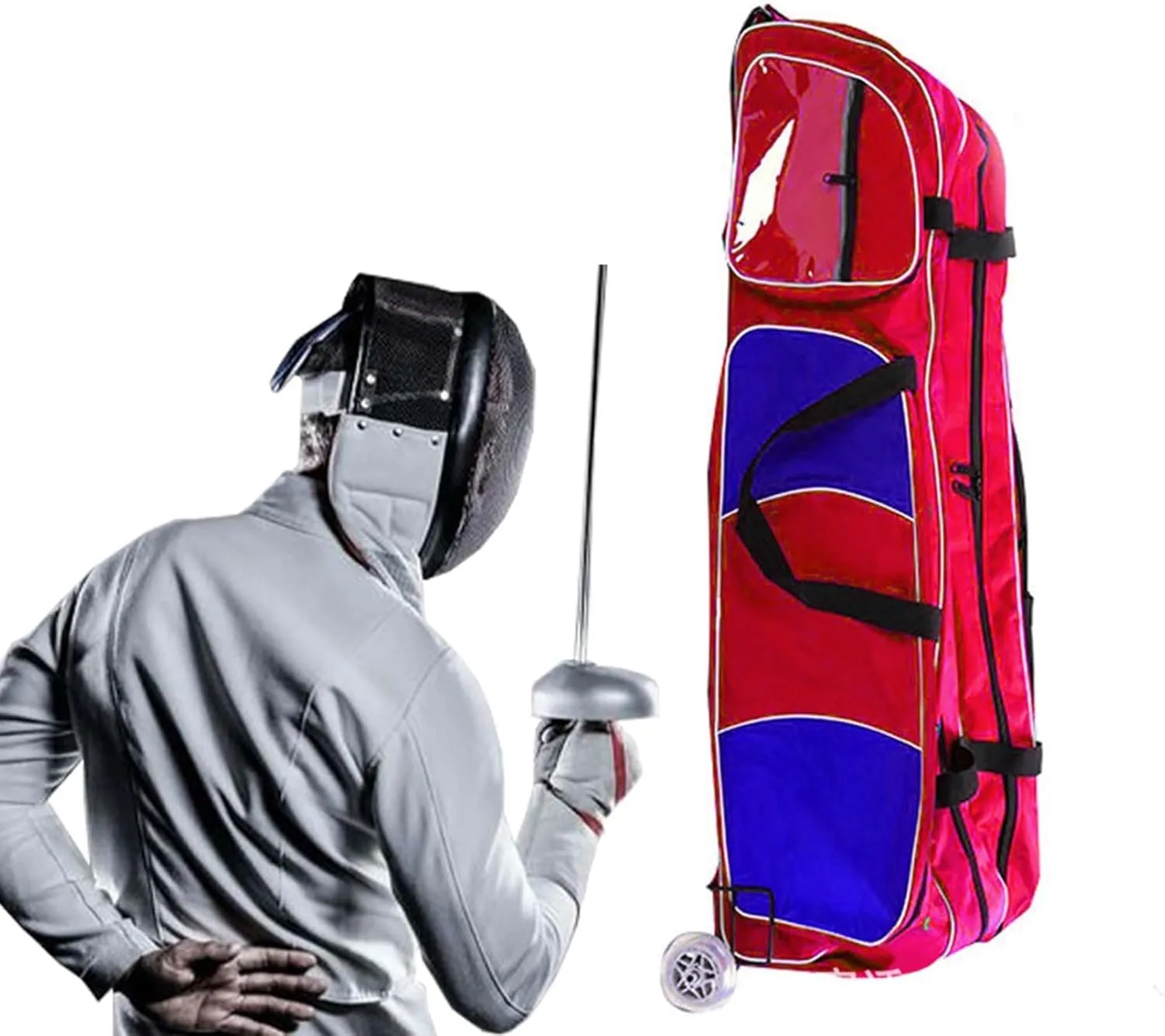 TBQATNTS Fencing Suit Trolley Sword Bag, Fencing Sword Bag for Epee Saber and Foil, Fencing Sword Bag with Wheels, 1680D Oxford Cloth - Waterproof and Durable, Fencing Sword Suit and Mask Storage Bag,