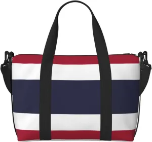 Thailand Flag Hand-held travel bag, messenger casual handbag, suitable for work, travel, fitness, tourism, women's zipper storage bag,