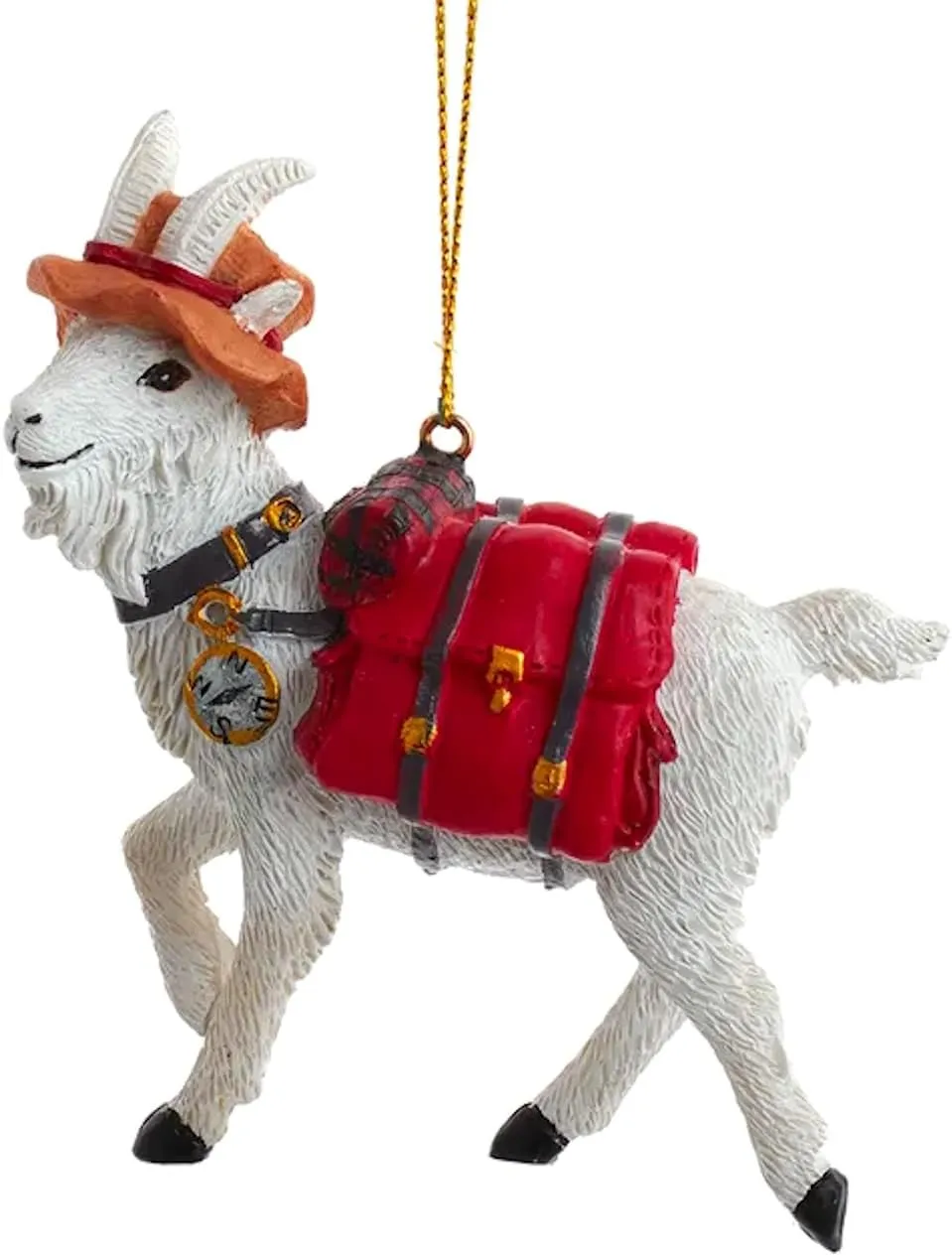 The Bridge Collection 3.5" Hiking Mountain Goat Ornament - Home for The Holidays - Christmas Tree Ornaments - Hiking Christmas Ornaments - Animal Ornaments for Christmas Tree - Goat Ornaments