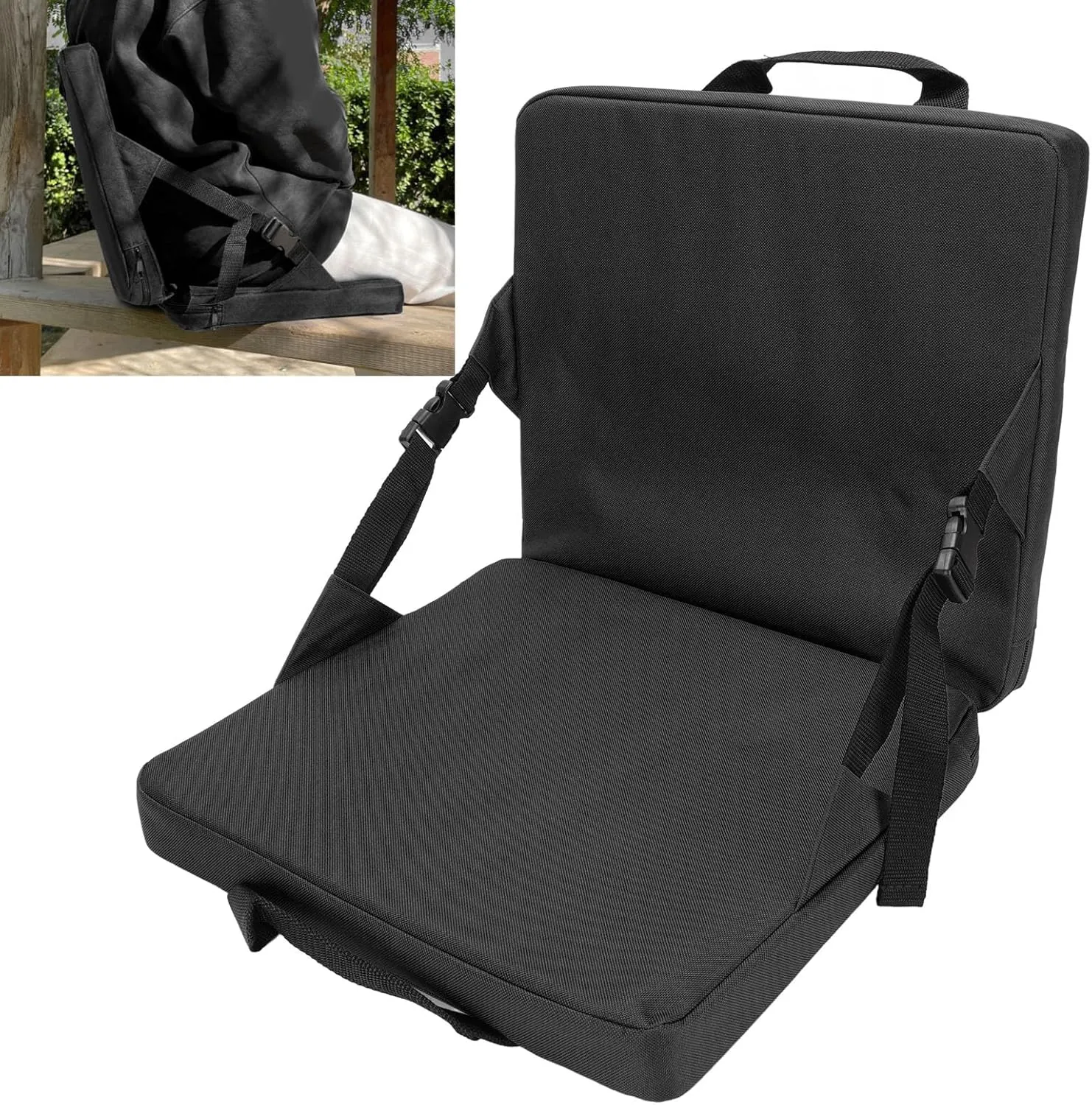 Thick Padded Folding Stadium Chair, Supportive Backrest & Portable Handle, High Rebound Foam, Made from Oxford Cloth, Great for Outdoor Sports Events, Office Chairs, Bleachers