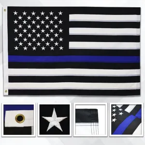 Thin Blue Line USA Embroidered Flag 4x6ft