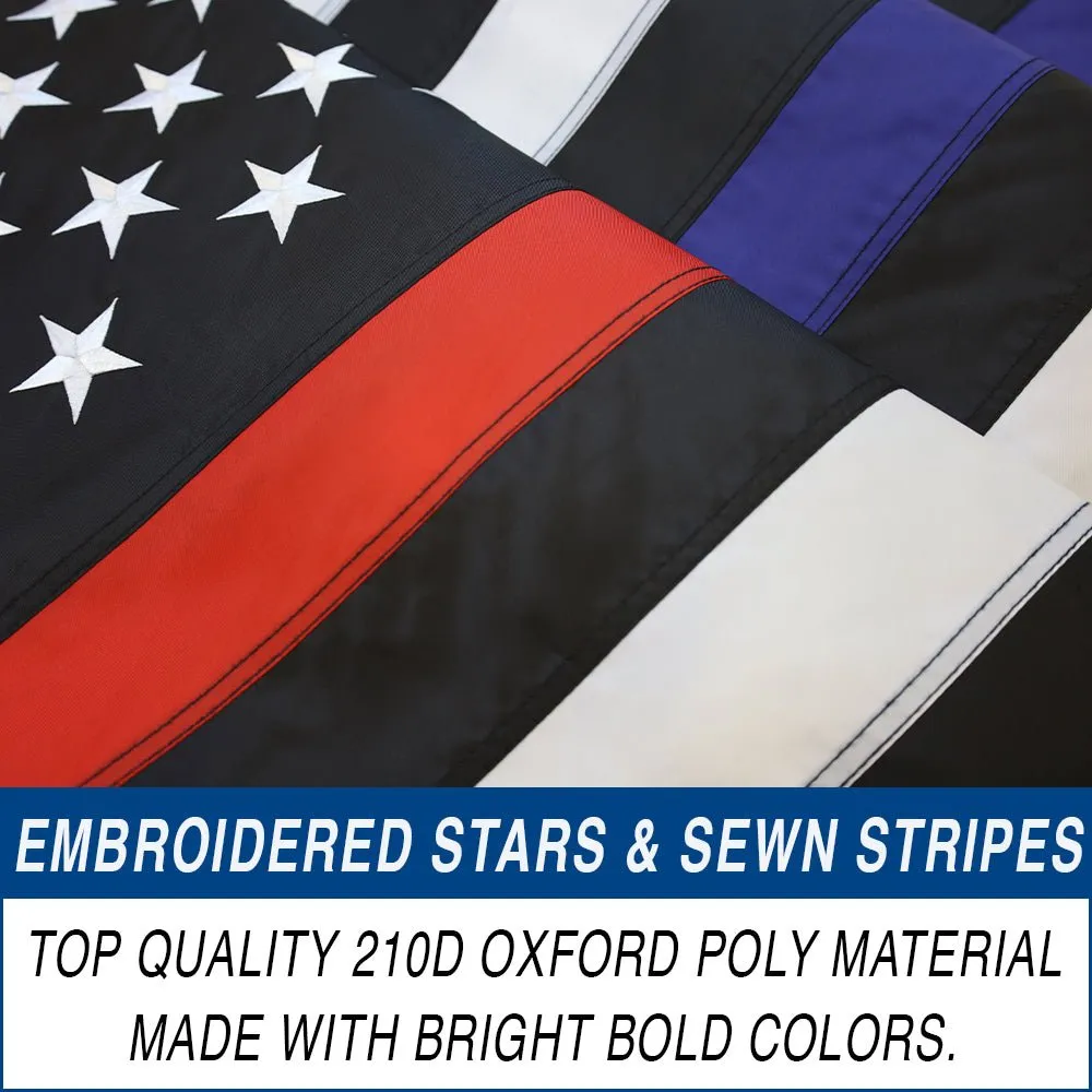 Thin Red/Blue Line USA Embroidered Flag 3x5ft