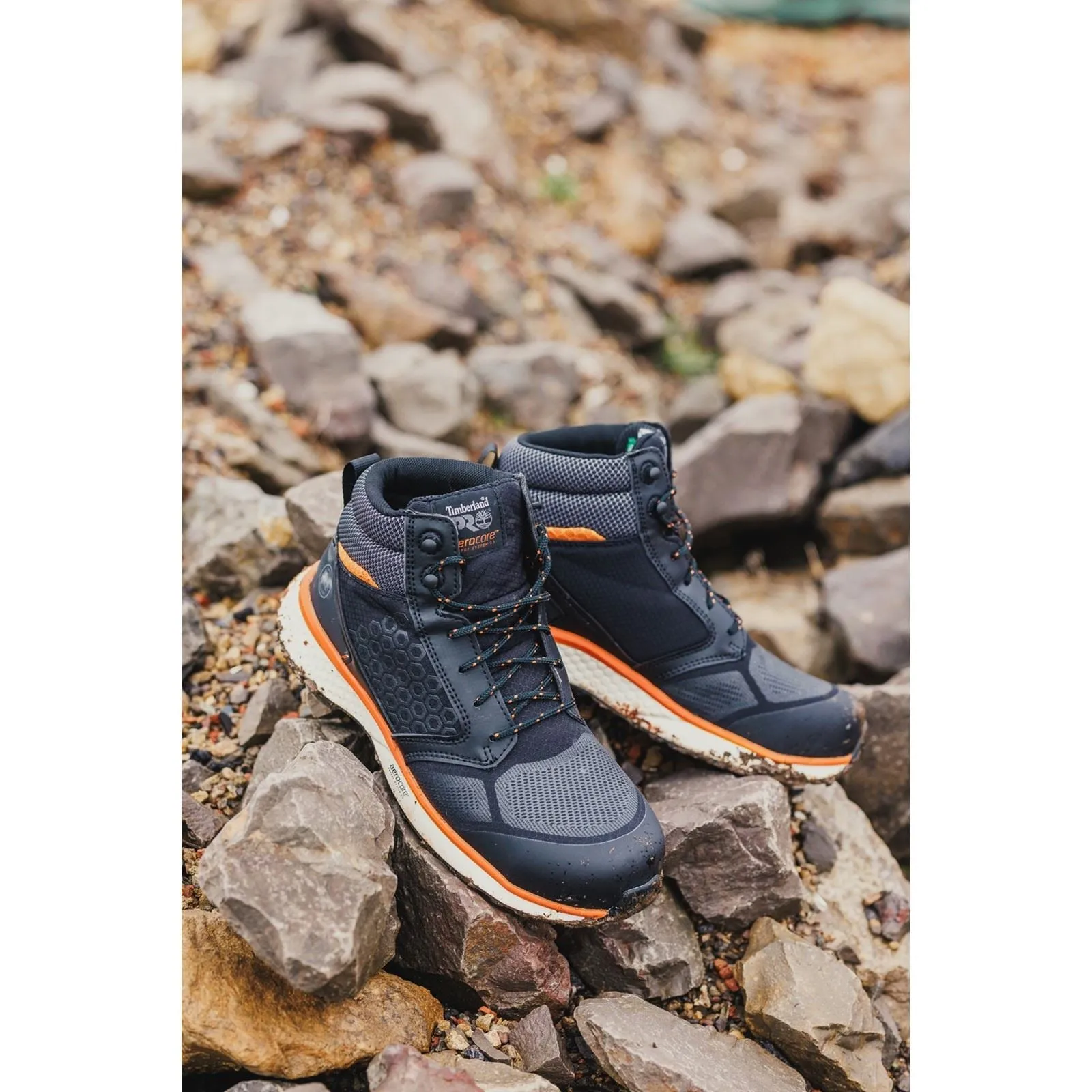 Timberland Pro Men's Reaxion Mid Composite Safety Boot in Black/Orange
