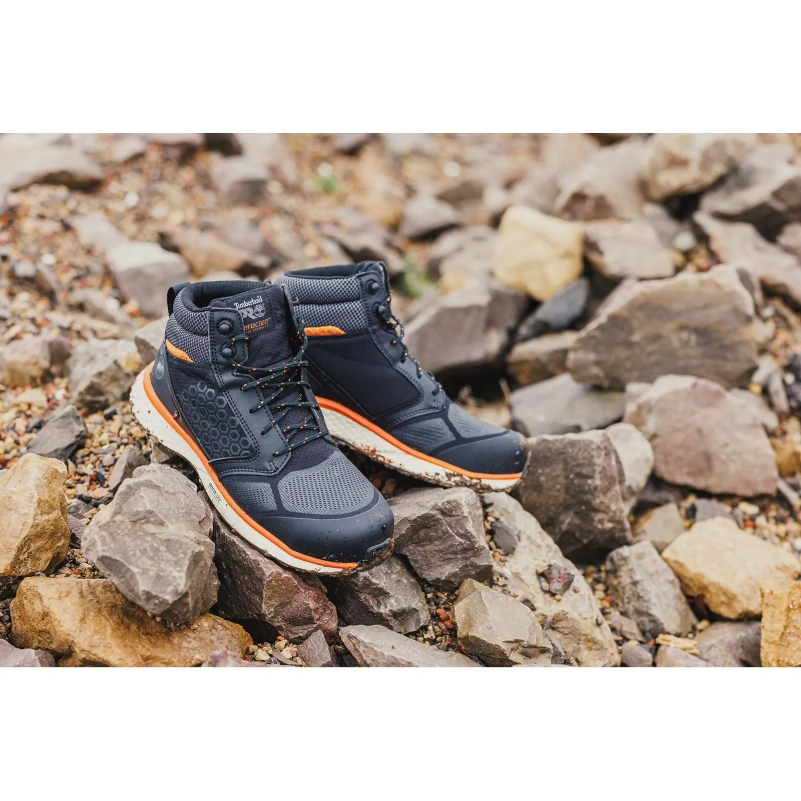 Timberland Pro Men's Reaxion Mid Composite Safety Boot in Black/Orange