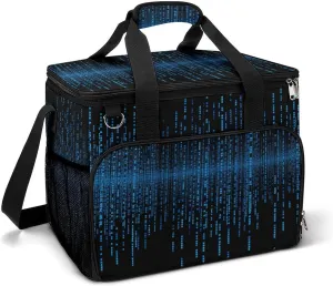 Tote Bags, The Blue Binary Matrix Printed Tote Bags,Durable Tote Bags,Zipper Tote Bags,Camping Tote Bags