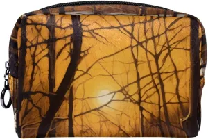 Travel Makeup Bag,Travel Toiletry Bag for Women,Winter Forest Tree Path,Cosmetic Travel Bag