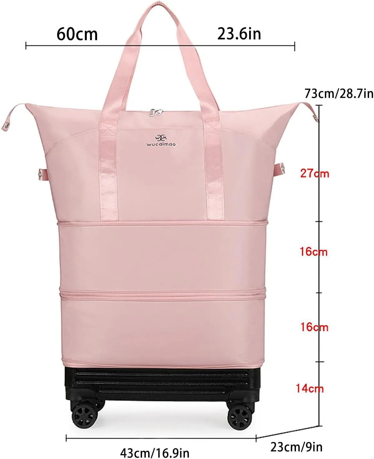 Travel Rolling Duffle Bag Expandable Foldable Suitcase with Wheels Carry on Luggage Lightweight Suitcase for Men Women